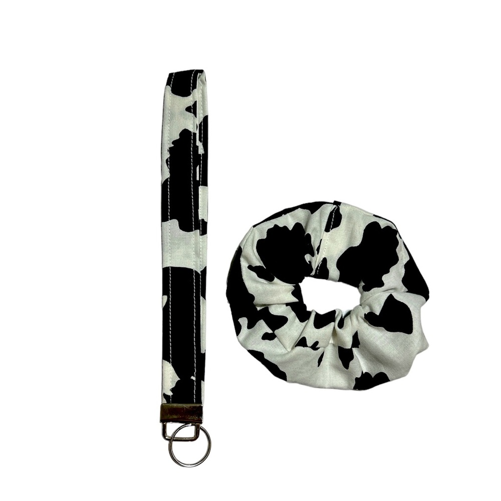 Cow Print Key chain and Scrunchie